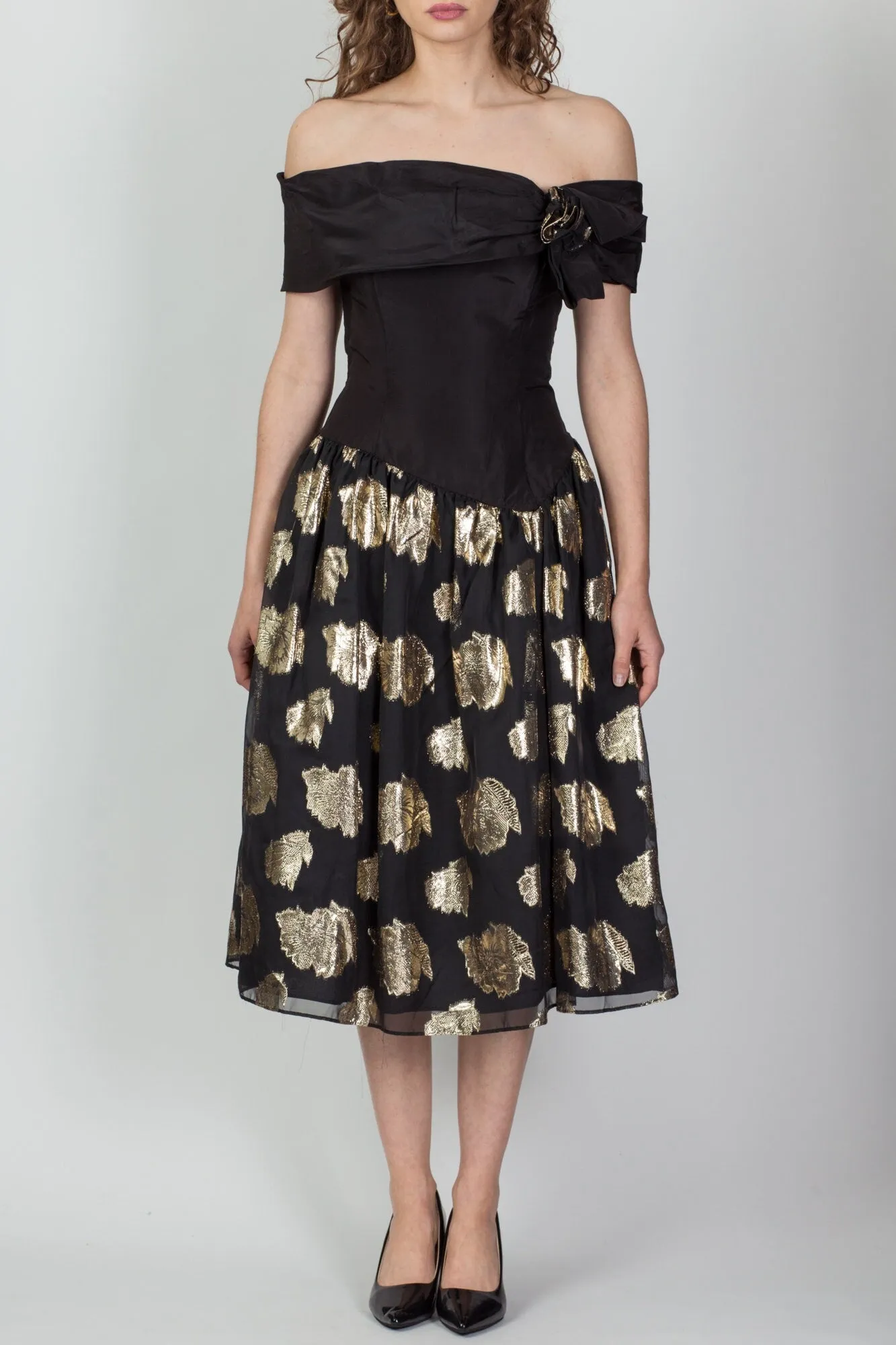 80s Gunne Sax Off-Shoulder Party Dress - Small