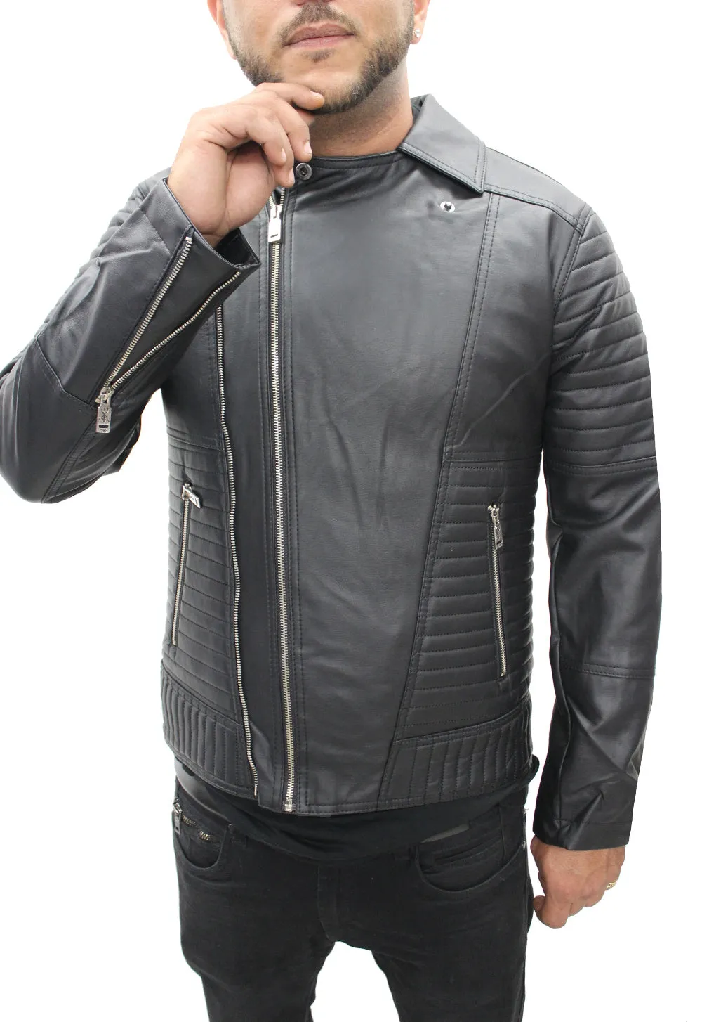 [Akito] Black Leather Jacket