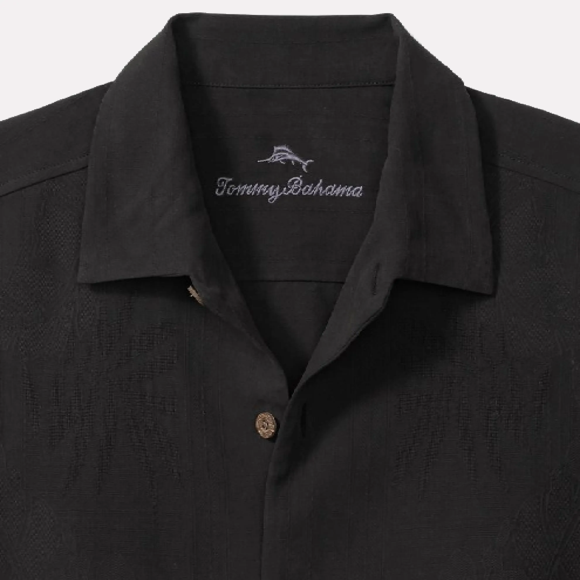Bali Border Printed Silk Short Sleeve Shirt / Black