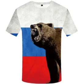 Bear T-shirts Men Animal T-shirt 3d Russia Tshirts Print Flag Tshirt Anime Angry T shirts Funny Mens Clothing Casual Unisex Cool