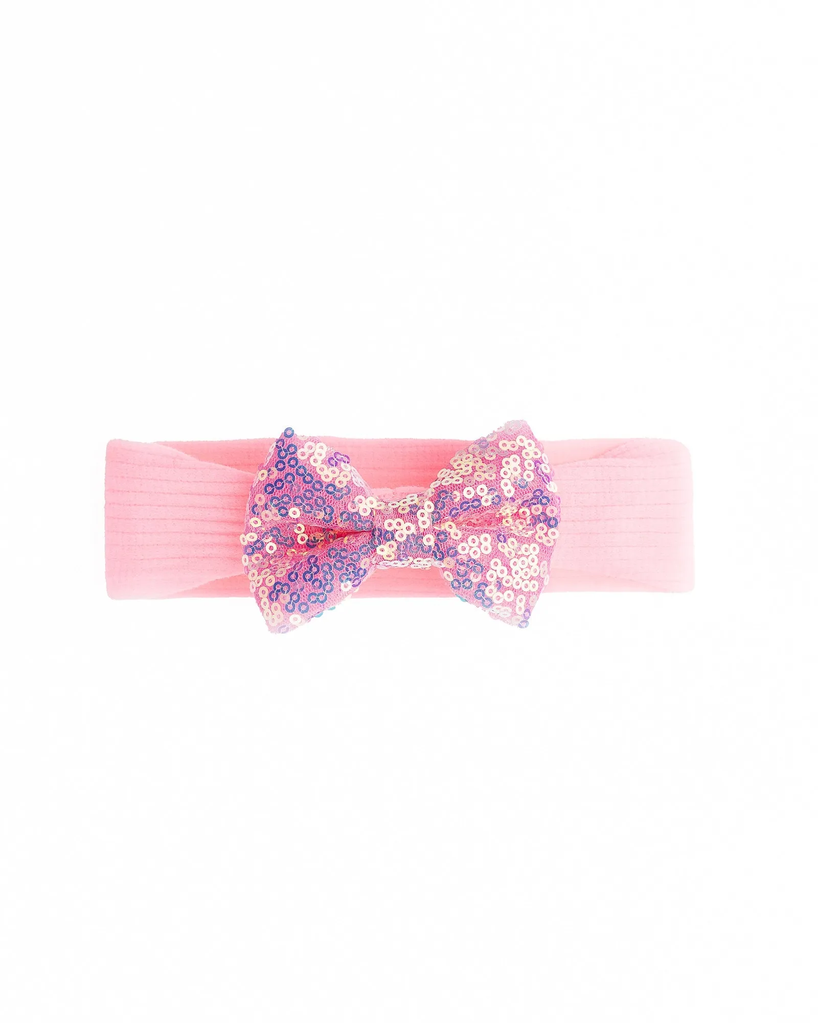 Big Sequined Bow Headband- Light Pink