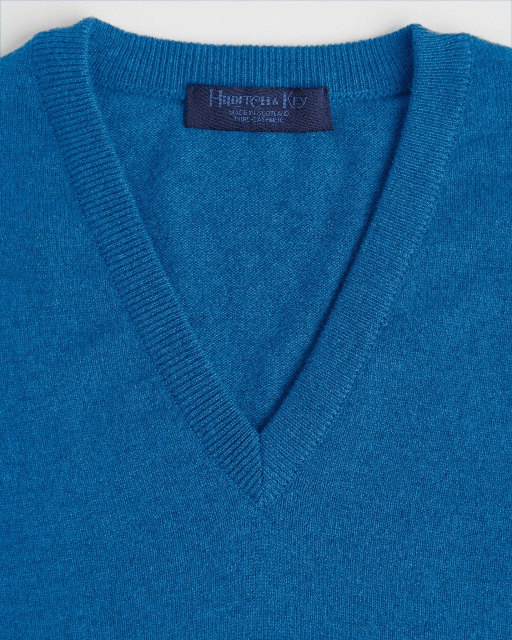 Blue V-Neck Cashmere Slipover