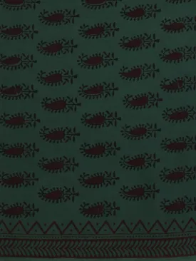 Bottle Green Maroon Bagh Printed Cotton Fabric Per Meter - F005F2070