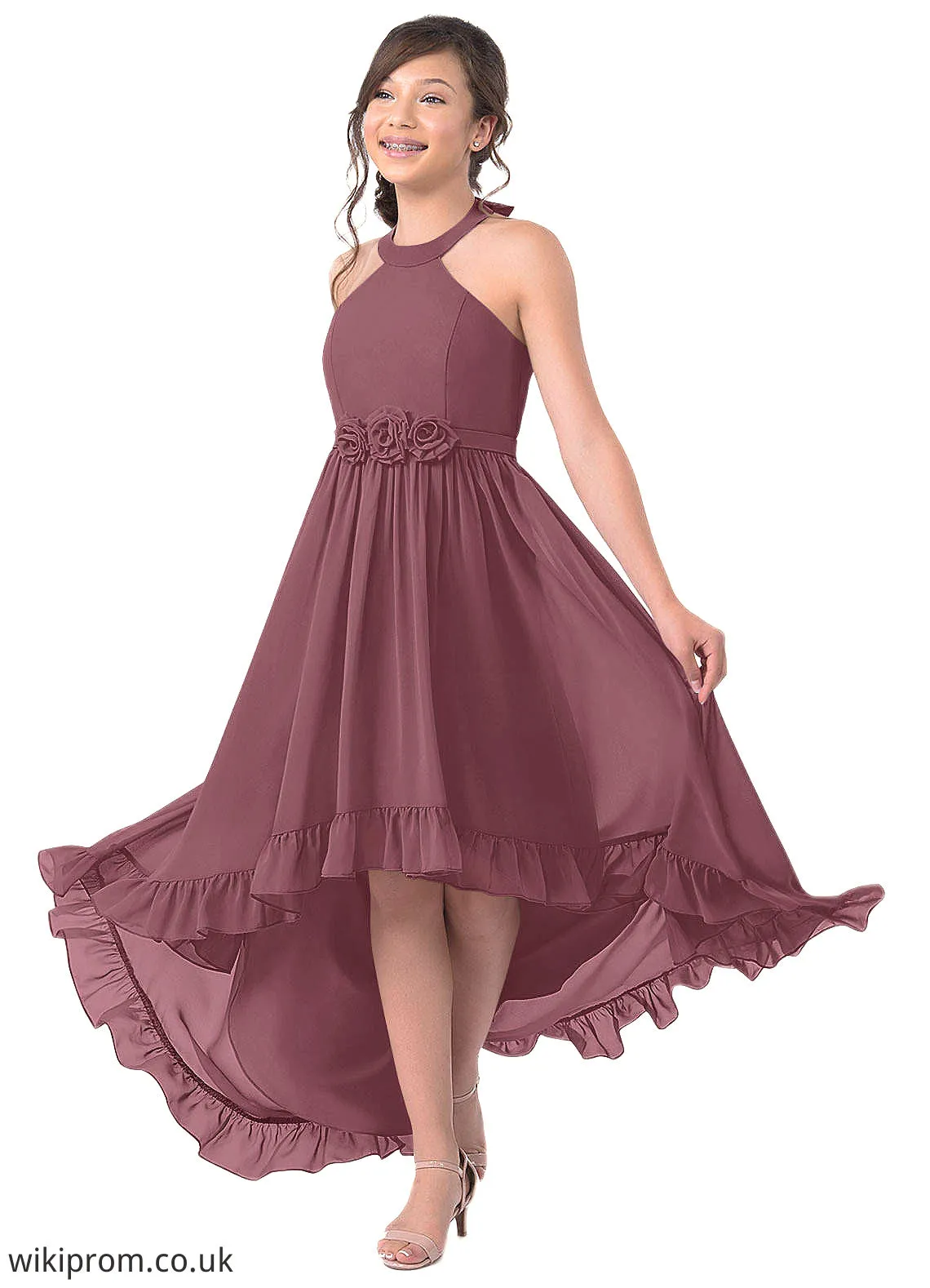 Callie A-Line Chiffon Asymmetrical Junior Bridesmaid Dress SWKP0019969