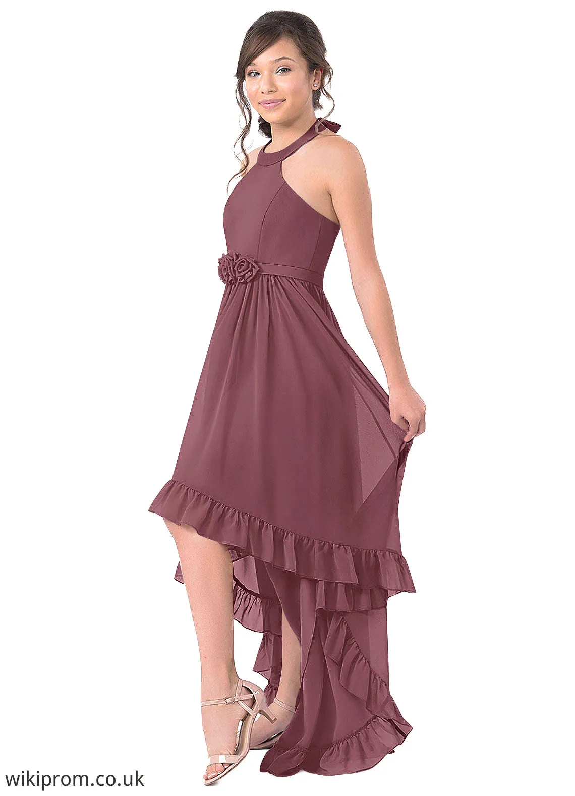 Callie A-Line Chiffon Asymmetrical Junior Bridesmaid Dress SWKP0019969