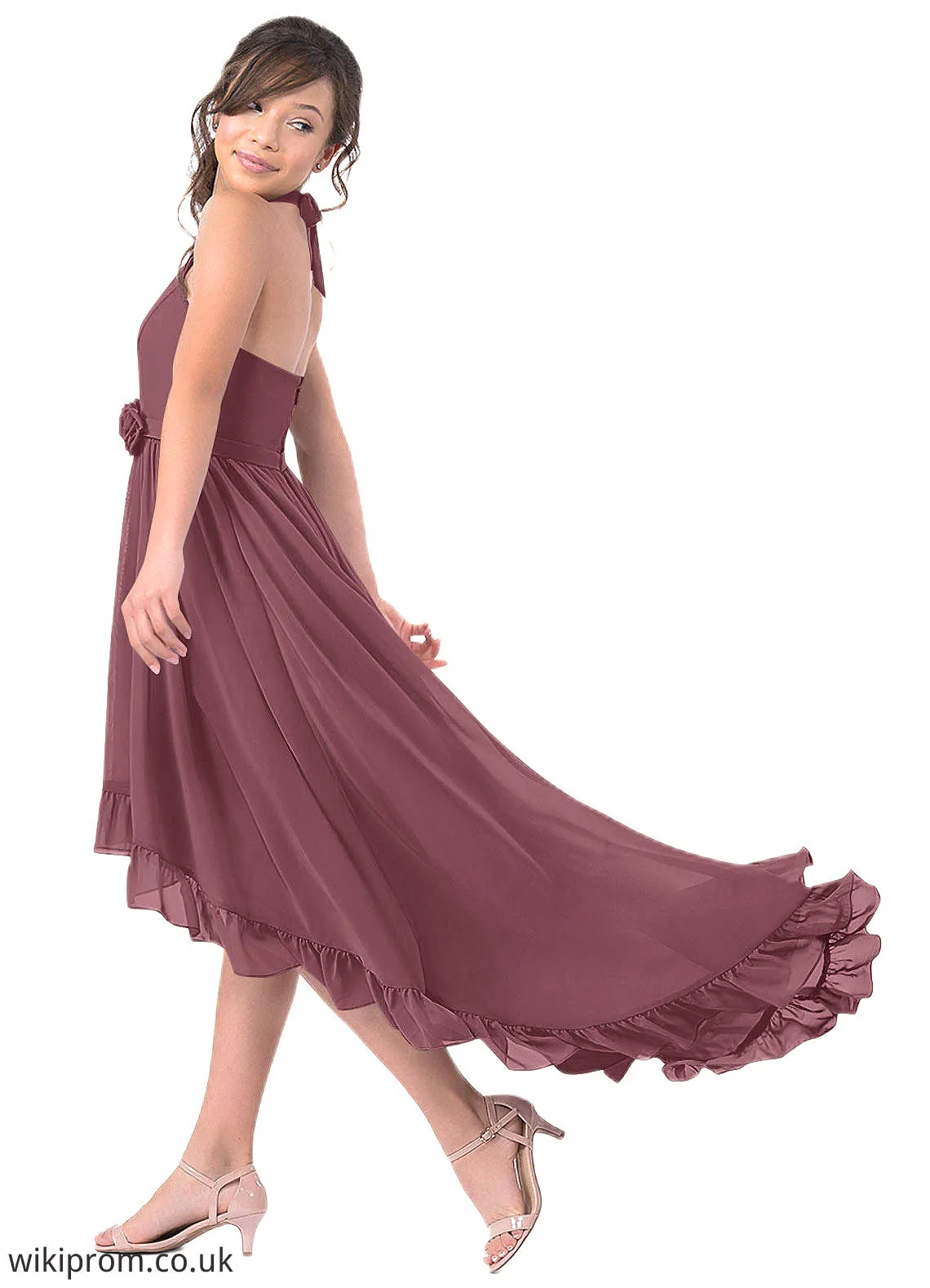 Callie A-Line Chiffon Asymmetrical Junior Bridesmaid Dress SWKP0019969