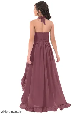 Callie A-Line Chiffon Asymmetrical Junior Bridesmaid Dress SWKP0019969