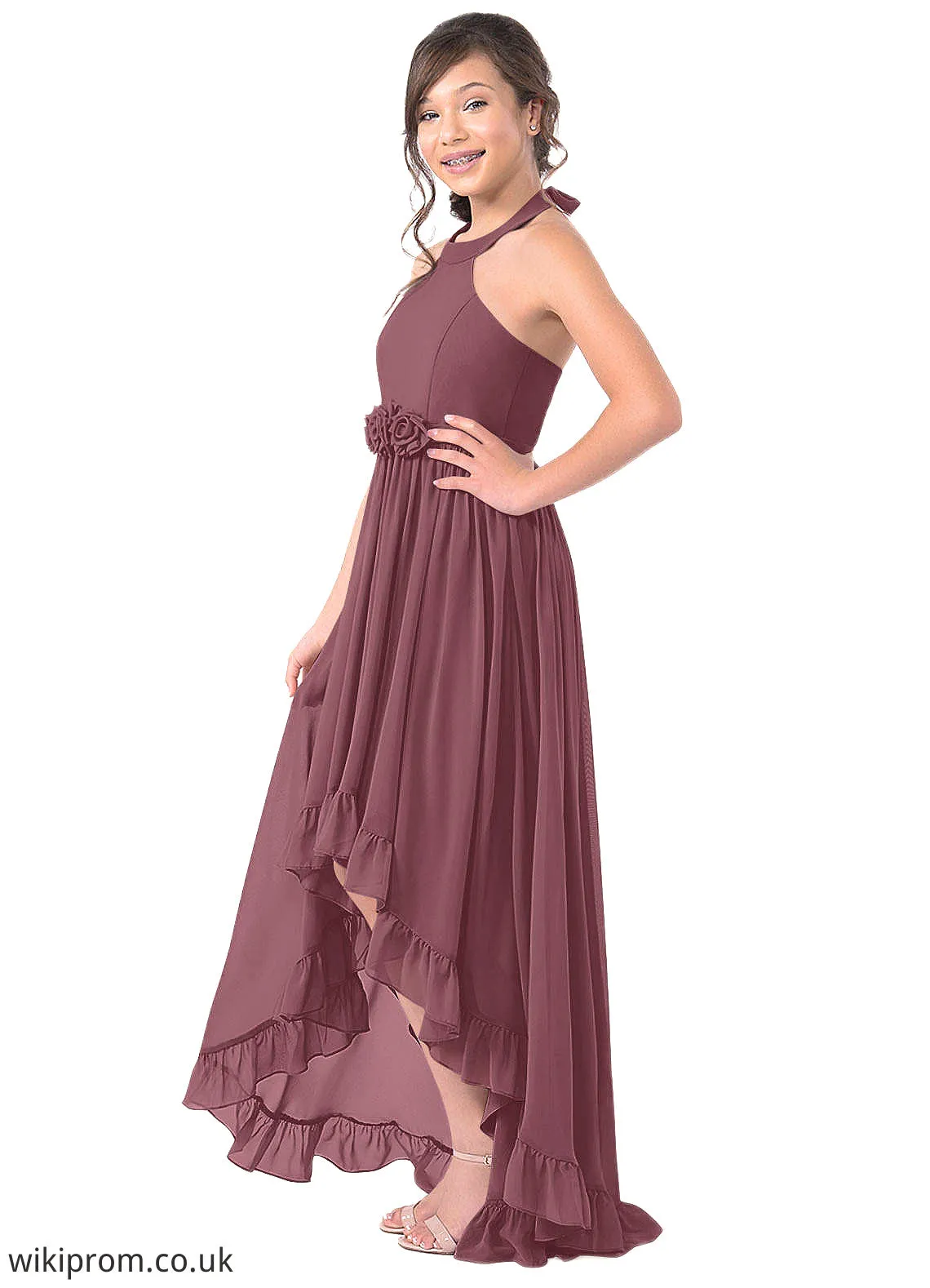Callie A-Line Chiffon Asymmetrical Junior Bridesmaid Dress SWKP0019969