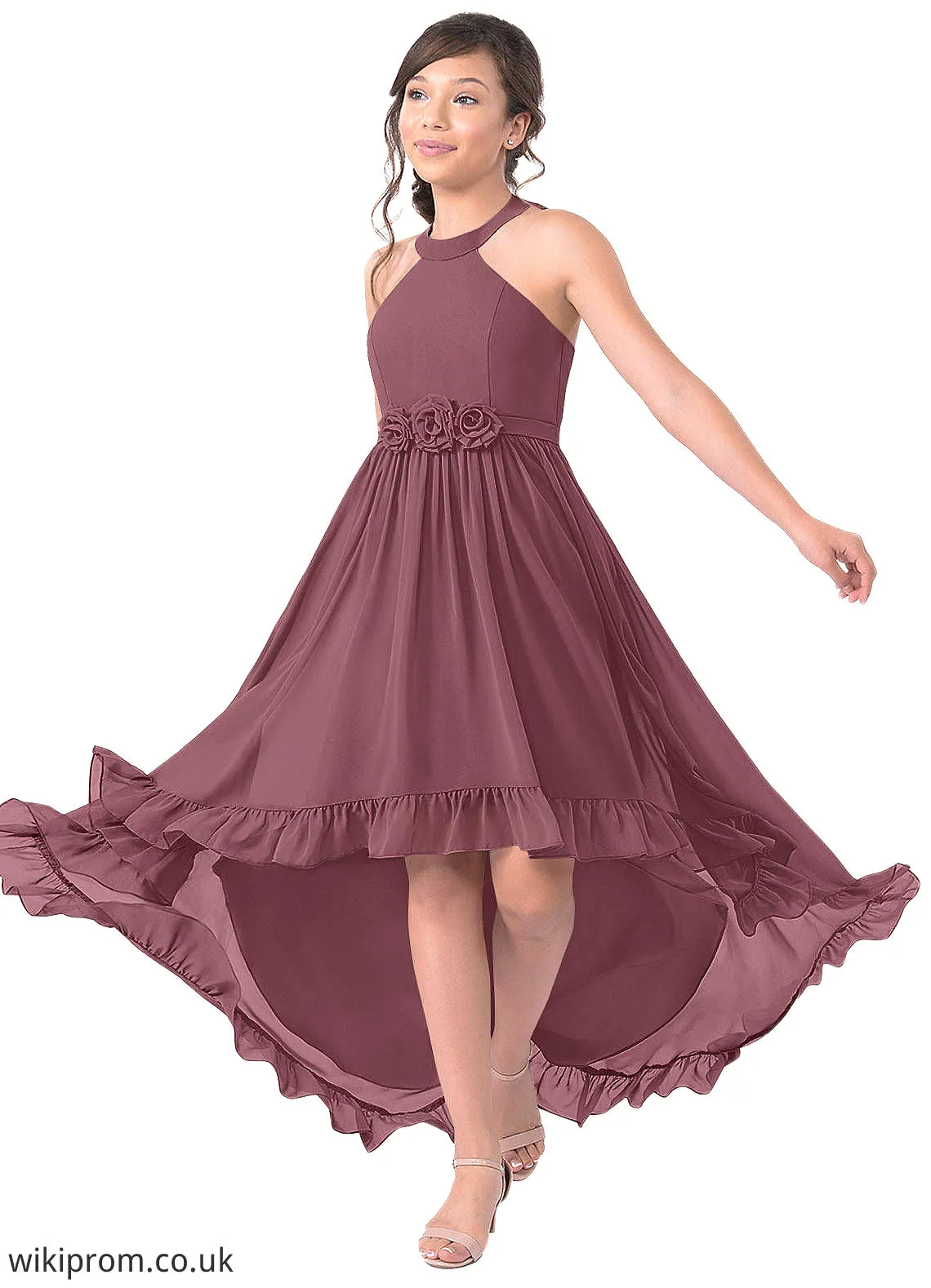 Callie A-Line Chiffon Asymmetrical Junior Bridesmaid Dress SWKP0019969