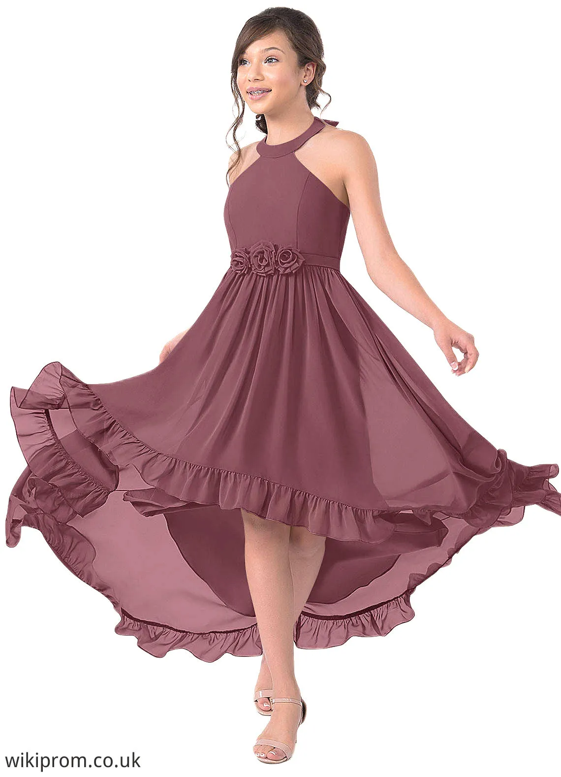 Callie A-Line Chiffon Asymmetrical Junior Bridesmaid Dress SWKP0019969