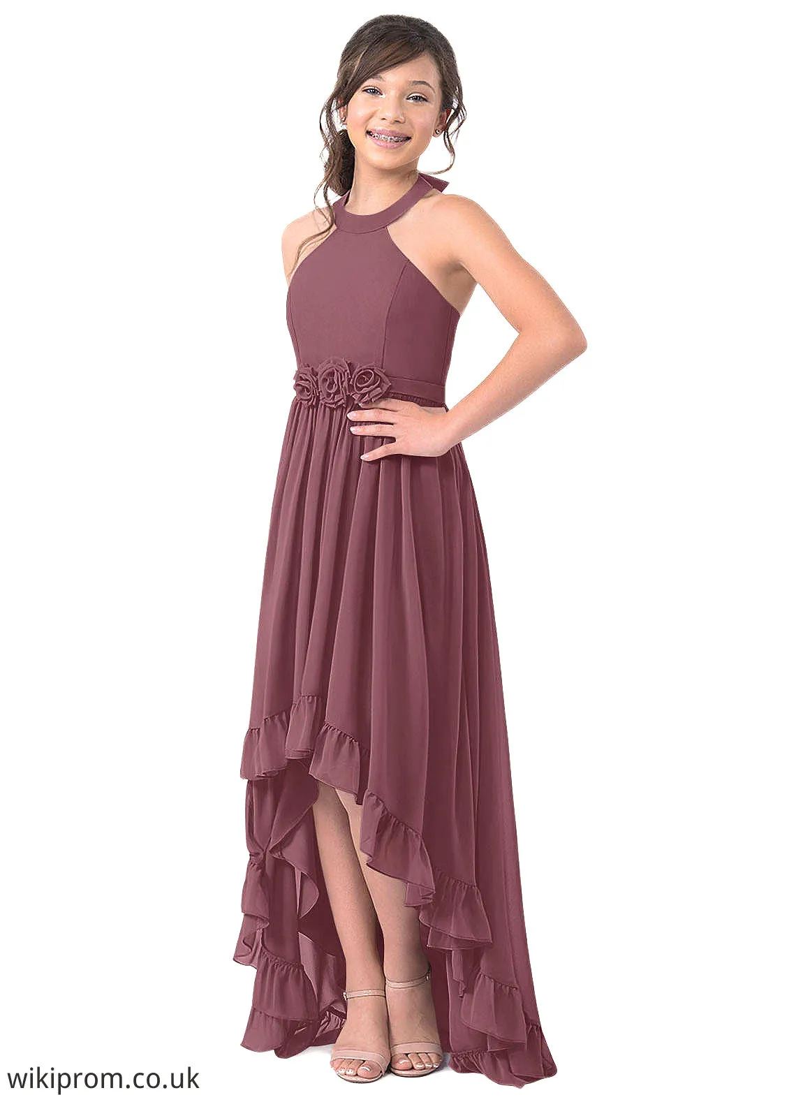 Callie A-Line Chiffon Asymmetrical Junior Bridesmaid Dress SWKP0019969