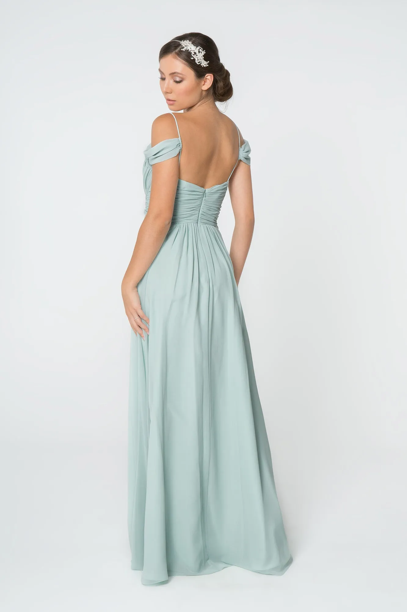 Chiffon Ruched Sweetheart Long Dress GLGL2824