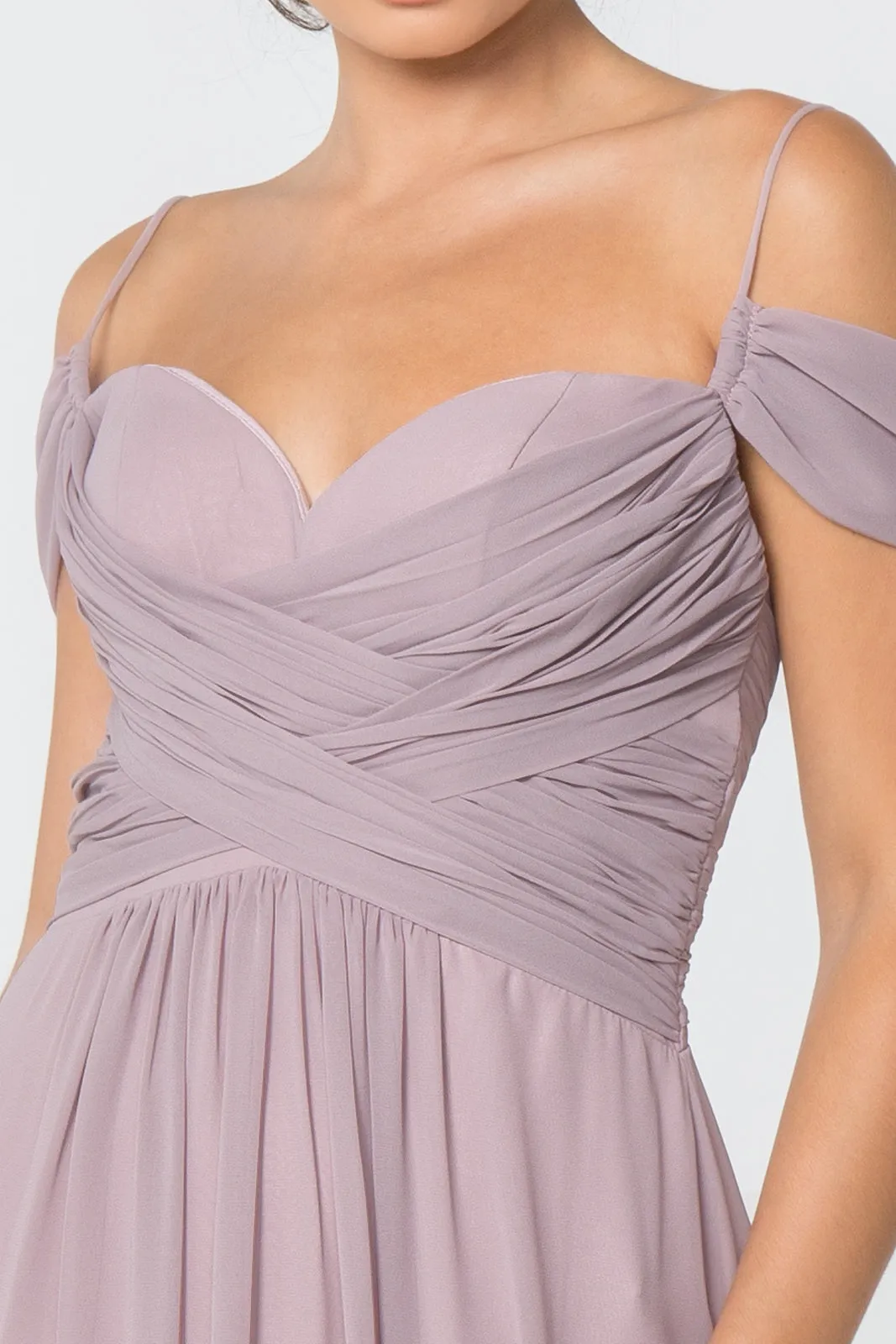 Chiffon Ruched Sweetheart Long Dress GLGL2824