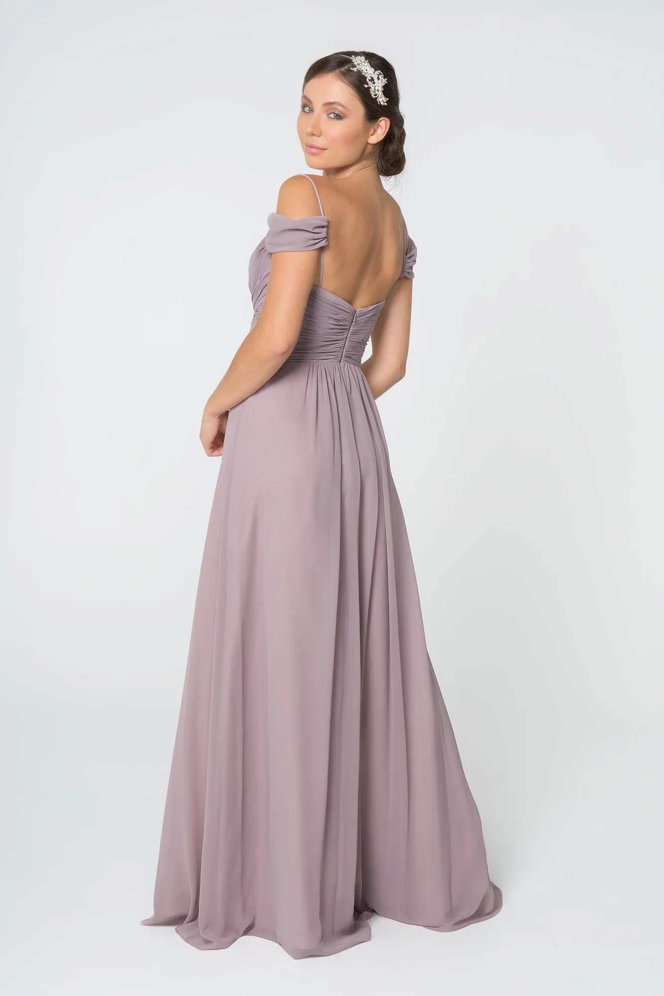 Chiffon Ruched Sweetheart Long Dress GLGL2824