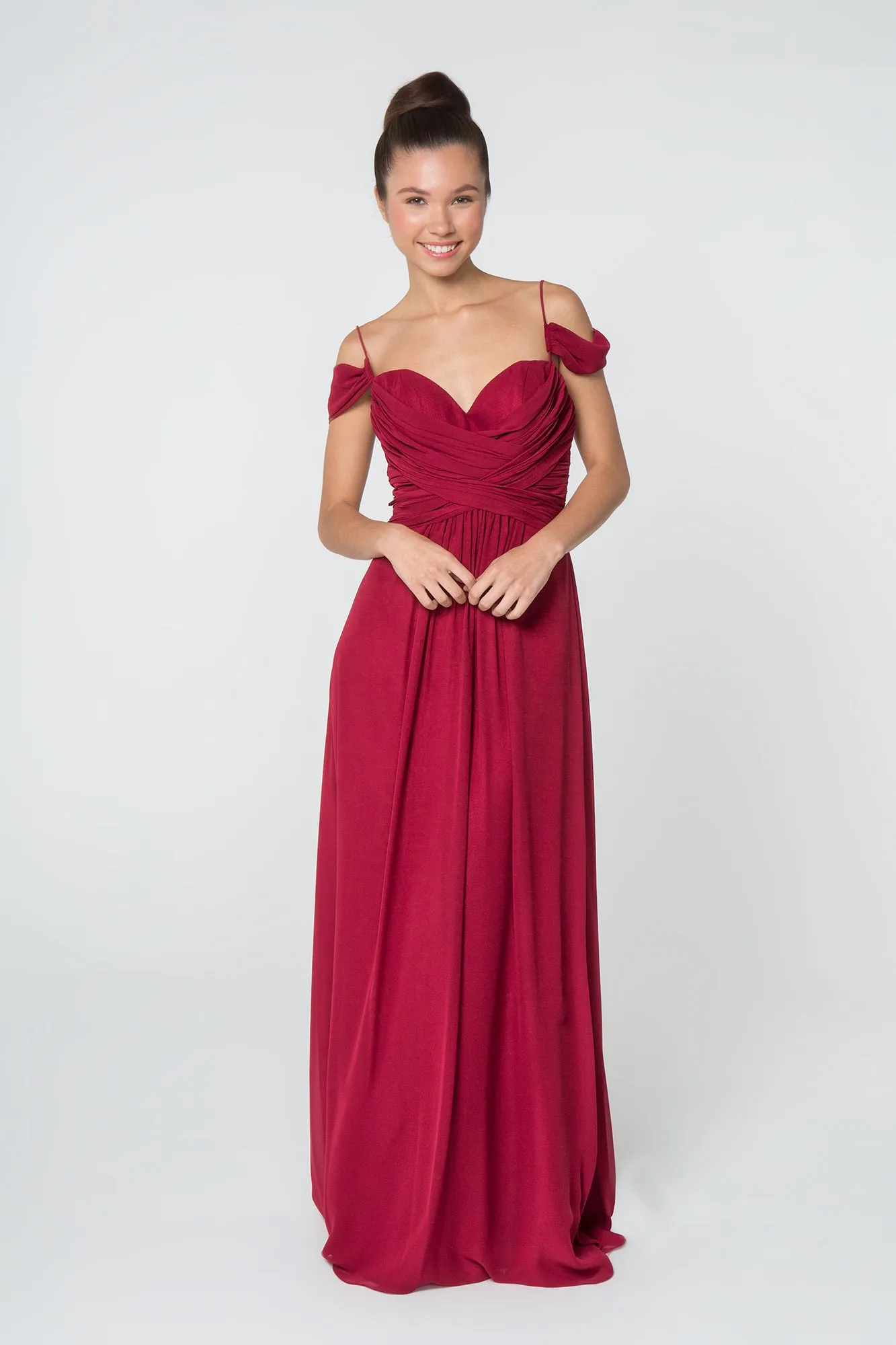 Chiffon Ruched Sweetheart Long Dress GLGL2824