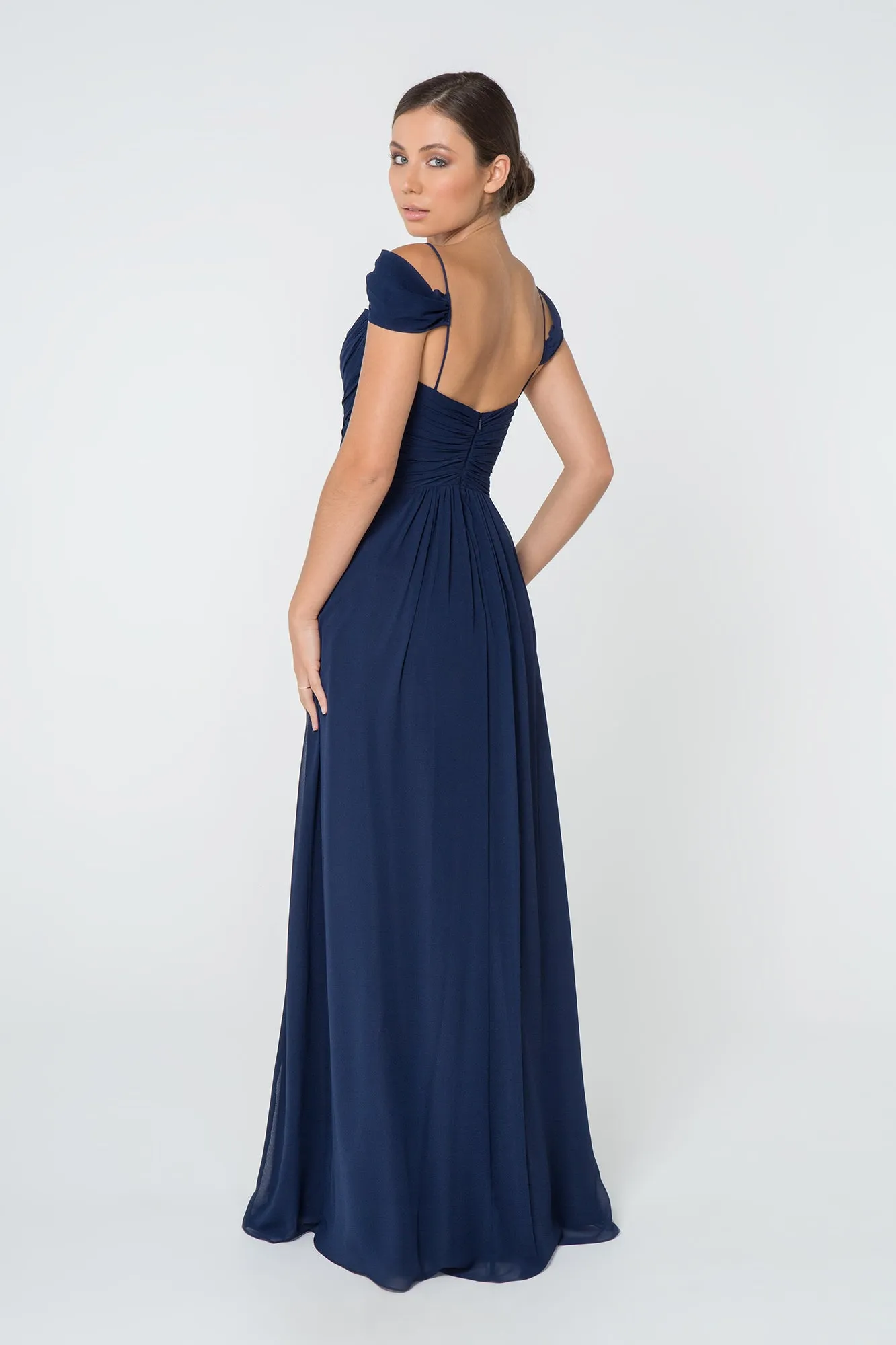 Chiffon Ruched Sweetheart Long Dress GLGL2824