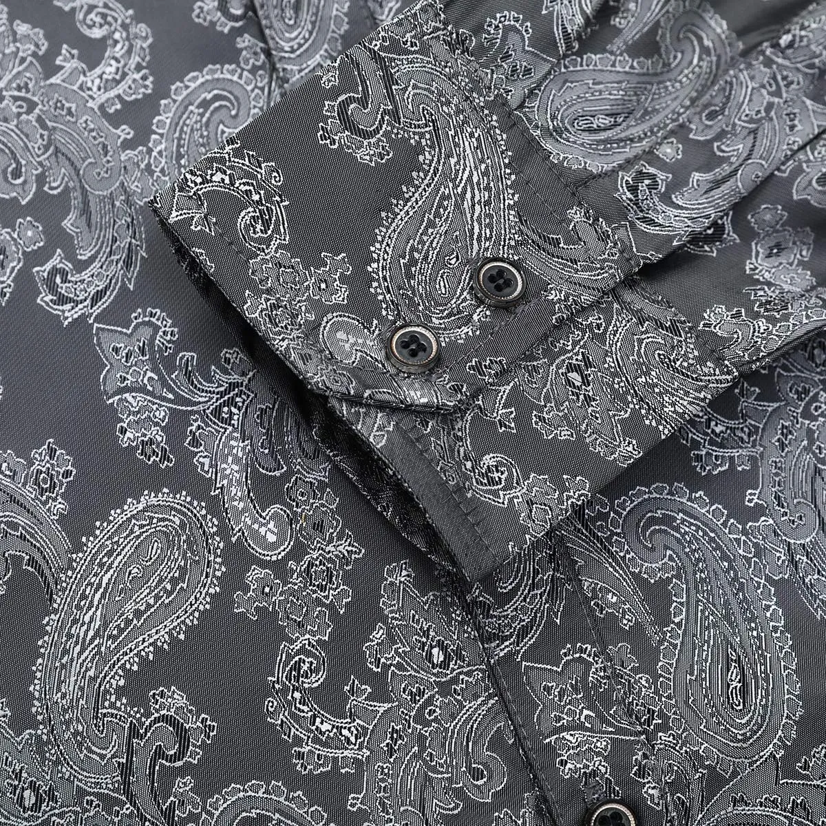 Cloudstyle Mens Paisley Shirt Long Sleeve Dress Shirt Button Down Casual Slim Fit