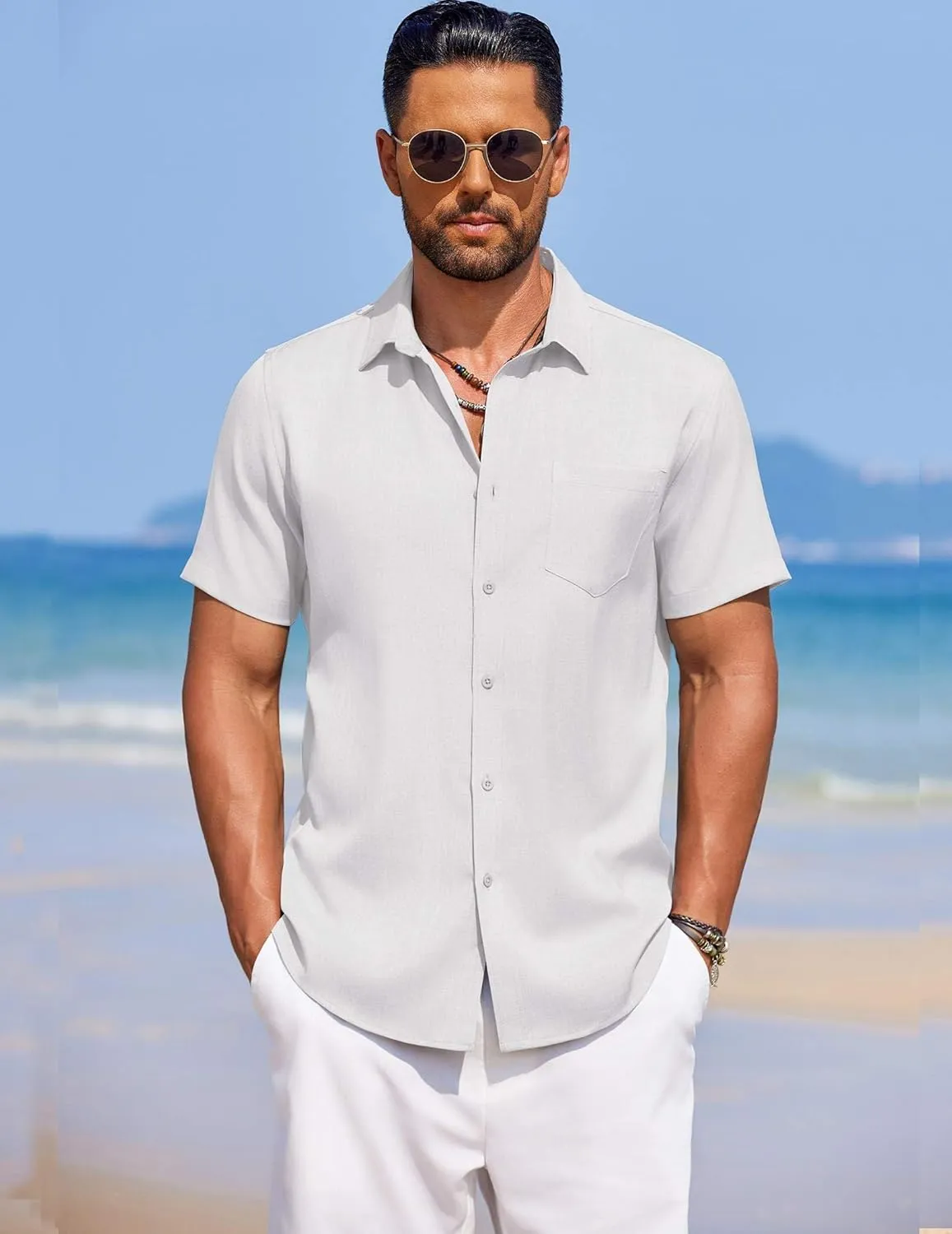 COOFANDY Men's Summer Beach Vacation Shirt Casual Button Down Short Sleeve Shirt Hawaiian Tropical Resort Wear