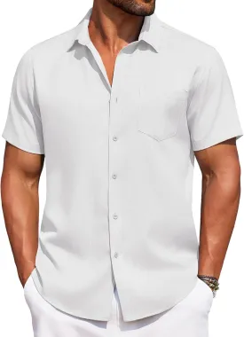 COOFANDY Men's Summer Beach Vacation Shirt Casual Button Down Short Sleeve Shirt Hawaiian Tropical Resort Wear
