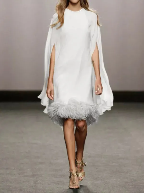 Elegant Feather Panel Dress Long Evening Dress