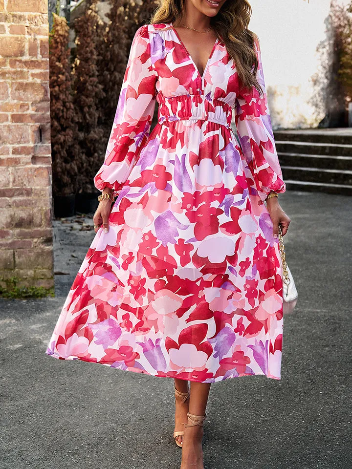 Elegant Long Sleeve Summer Midi Dress