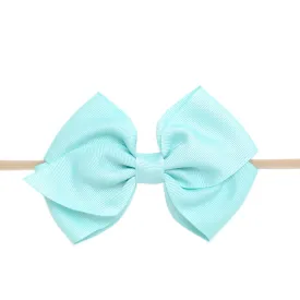 Ella Grosgrain Bow Nylon Headband - Aqua