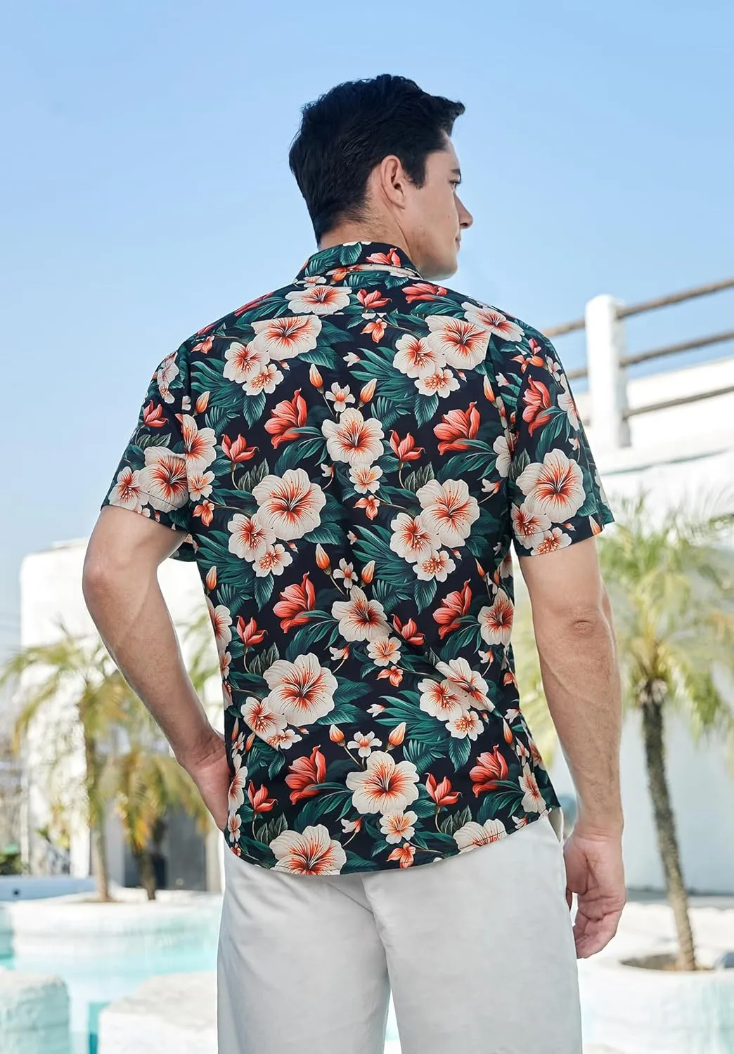 Enlison Men's Hawaiian Shirt Short Sleeve Casual Summer Beach Aloha Shirt Floral Button Down Tropical Hawaii Shirts