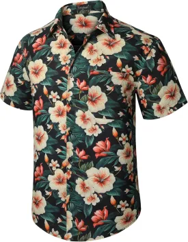 Enlison Men's Hawaiian Shirt Short Sleeve Casual Summer Beach Aloha Shirt Floral Button Down Tropical Hawaii Shirts