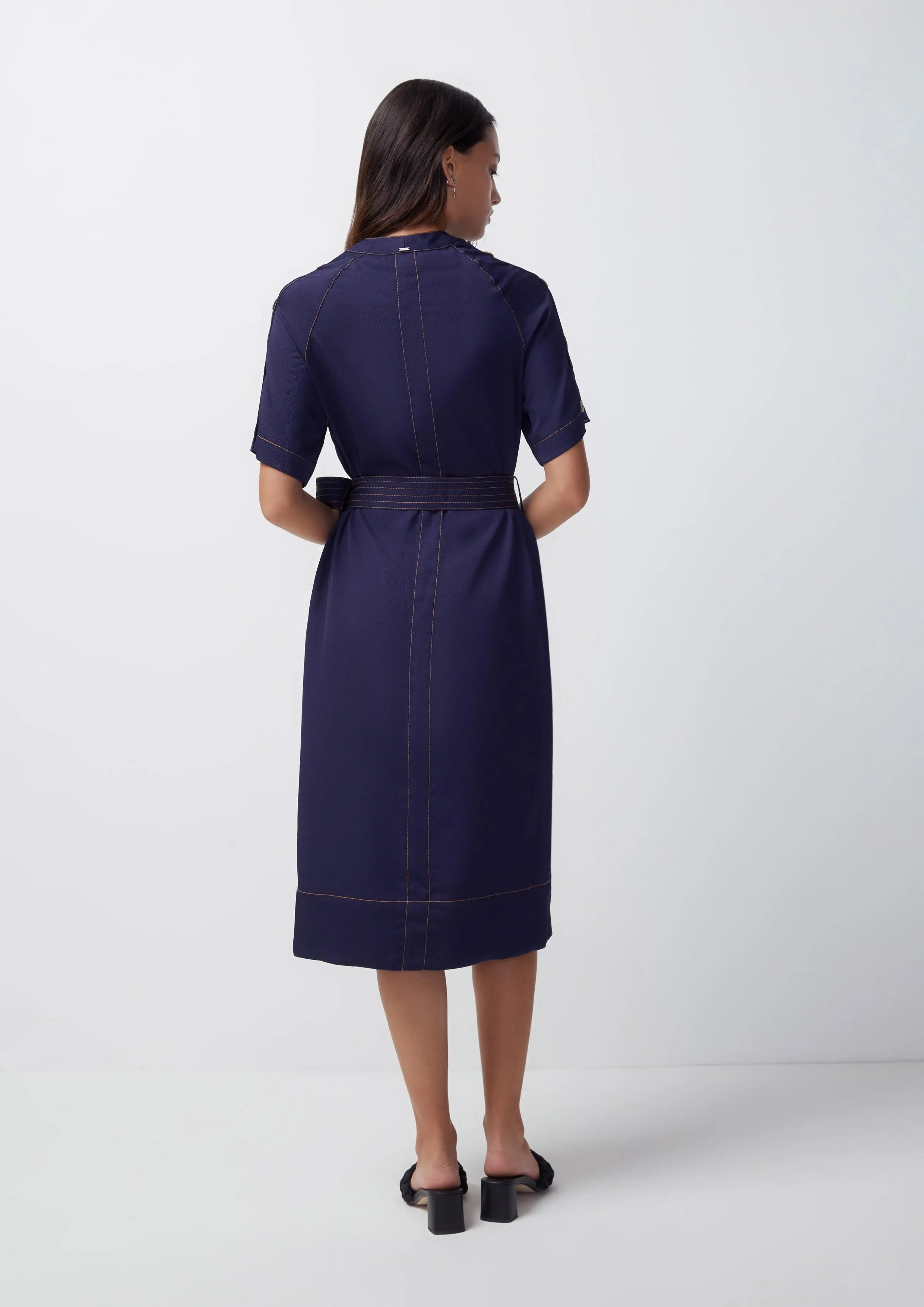Fantasy Veil Button Short Sleeve Dress