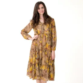 Floral Print Crinkle Chiffon Dress
