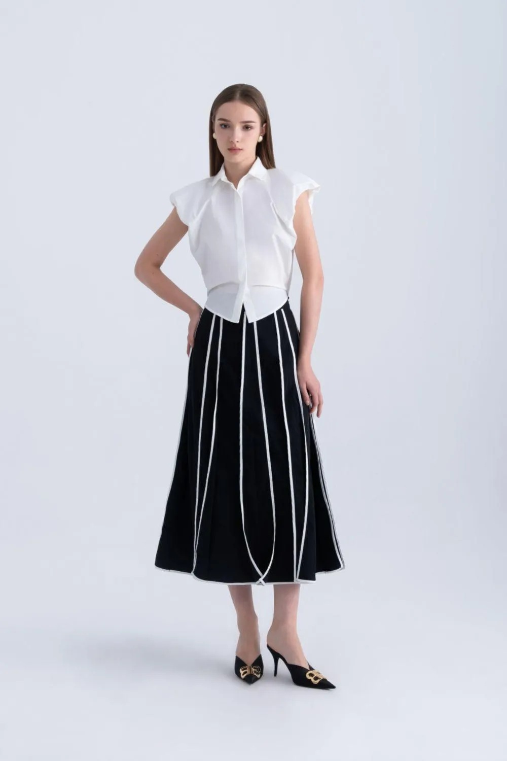 Frankie Cropped Cap Sleeved Silk Shirt