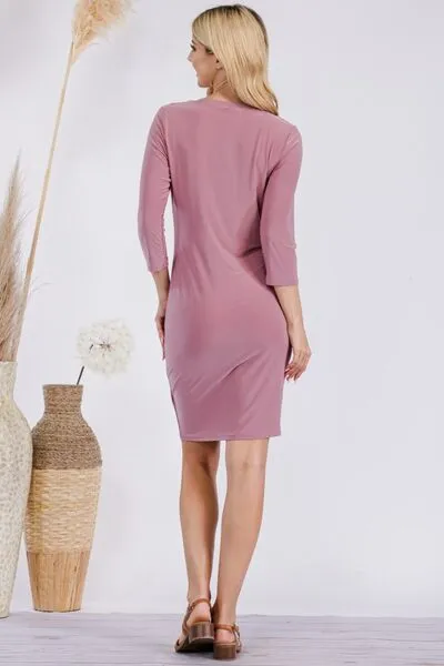Full Size Round Neck Long Sleeve Slim Dress