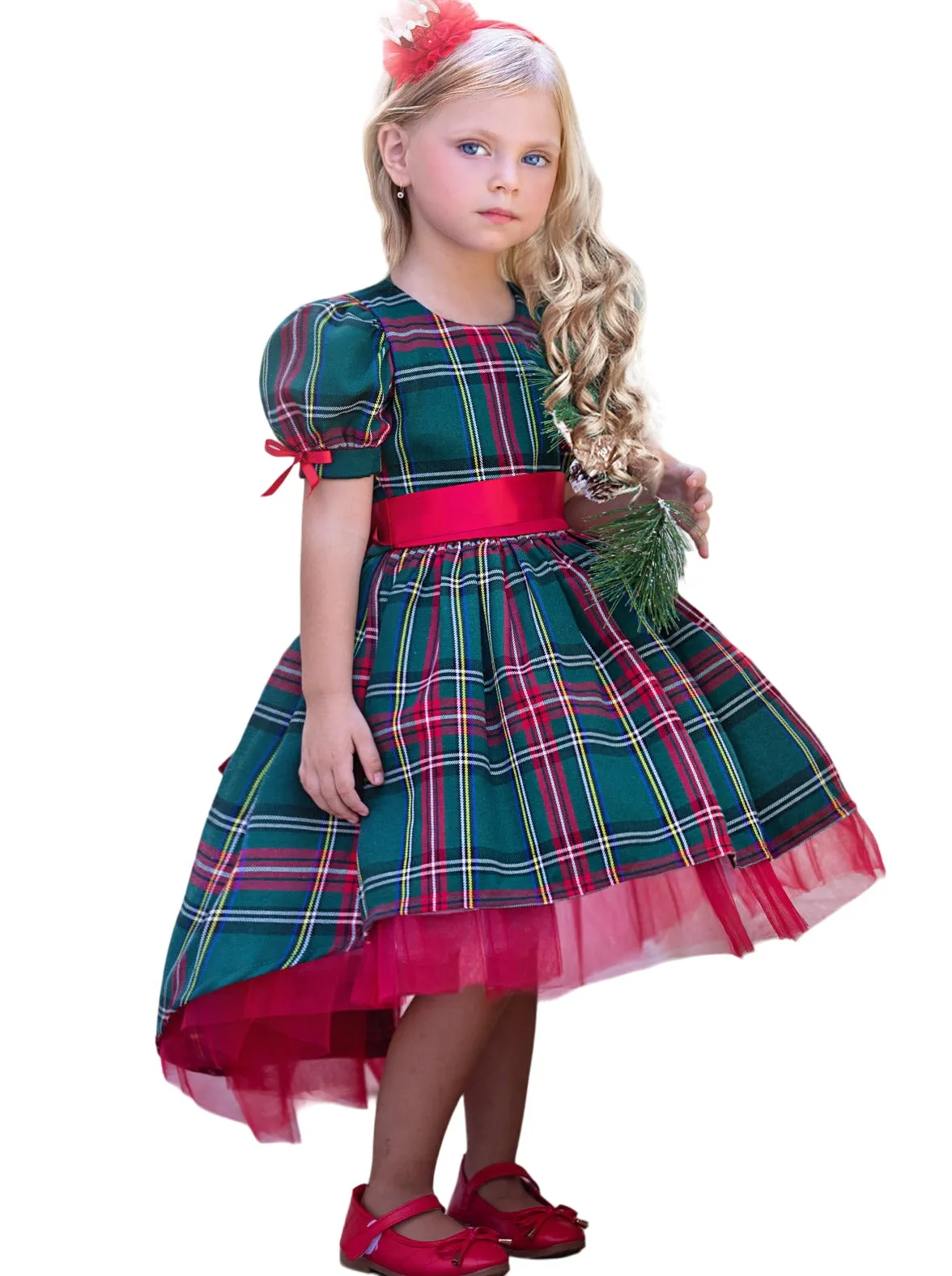 Holly Jolly Hi-lo Plaid Holiday Dress