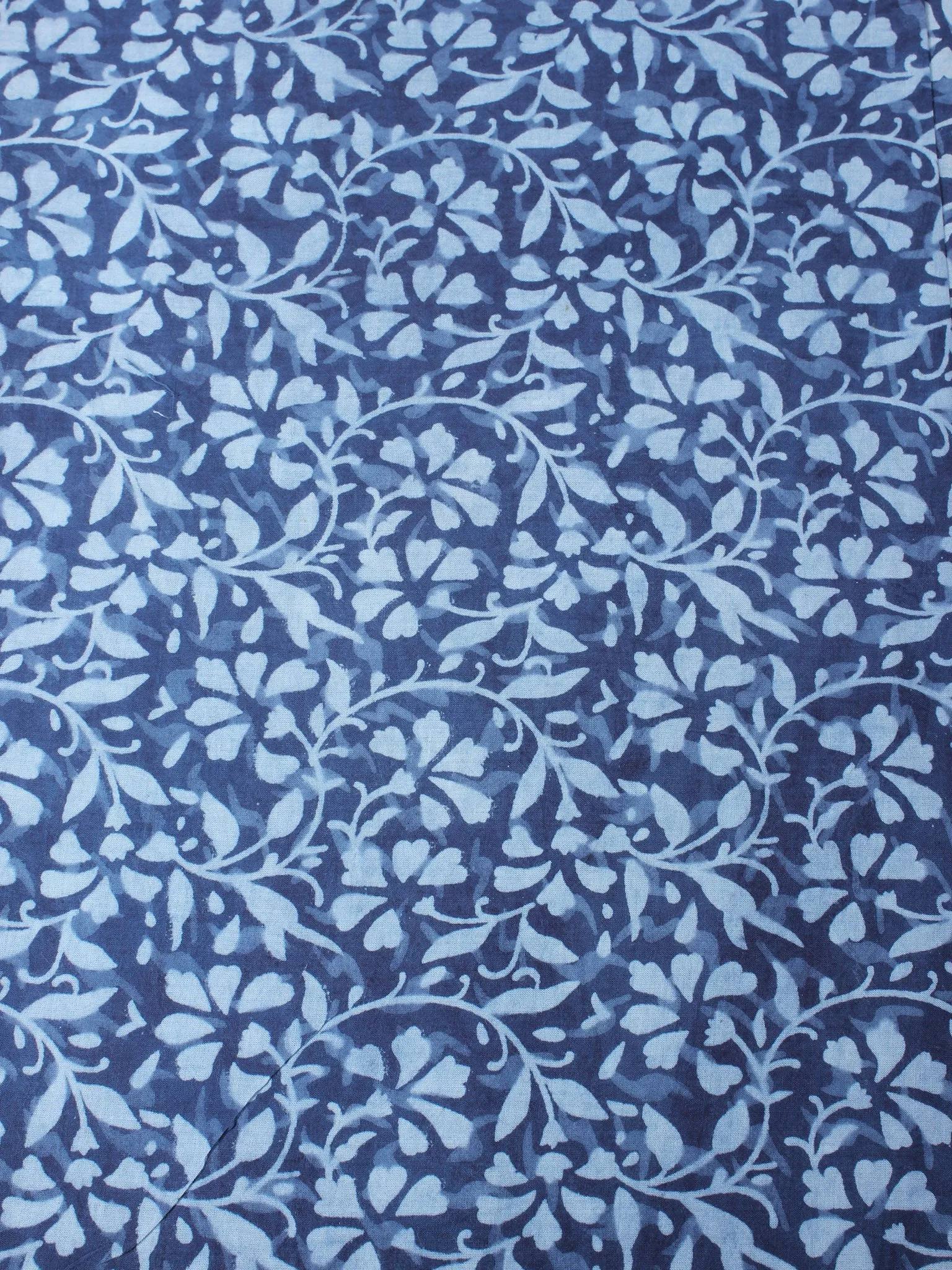 Indigo with Light Blue Color Natural Dyed Hand Block Printed Cotton Fabric Per Meter - F0916207