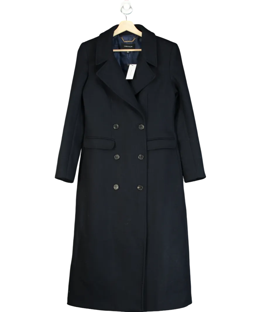 Karen Millen Blue Italian Wool Double Breasted Longline Coat UK 8