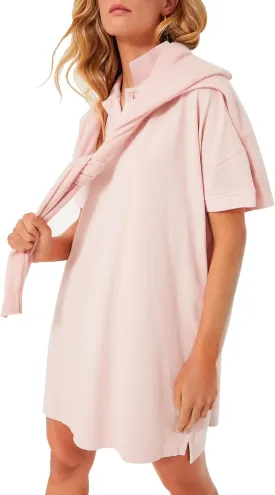 Ladyful Womens Casual Button Down Shirt Dress Polo Oversize Short Sleeve Dress Beach Cover Up Mini Shirts Dress