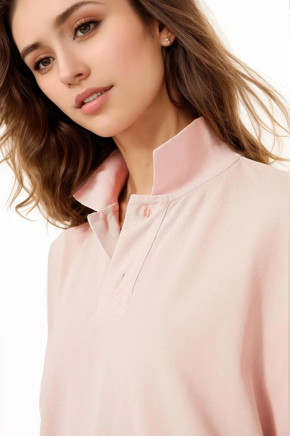 Ladyful Womens Casual Button Down Shirt Dress Polo Oversize Short Sleeve Dress Beach Cover Up Mini Shirts Dress