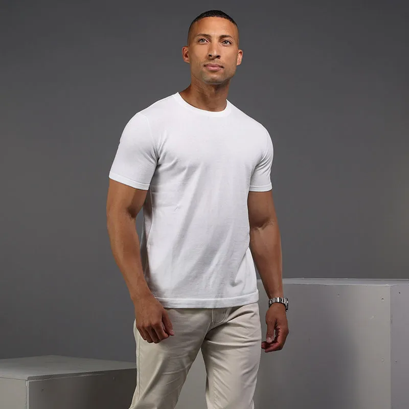 Lucca Luxury Touch Cotton and Silk T-Shirt White