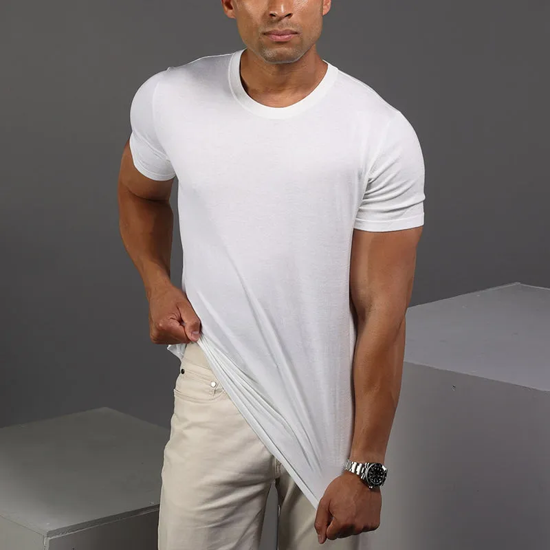 Lucca Luxury Touch Cotton and Silk T-Shirt White