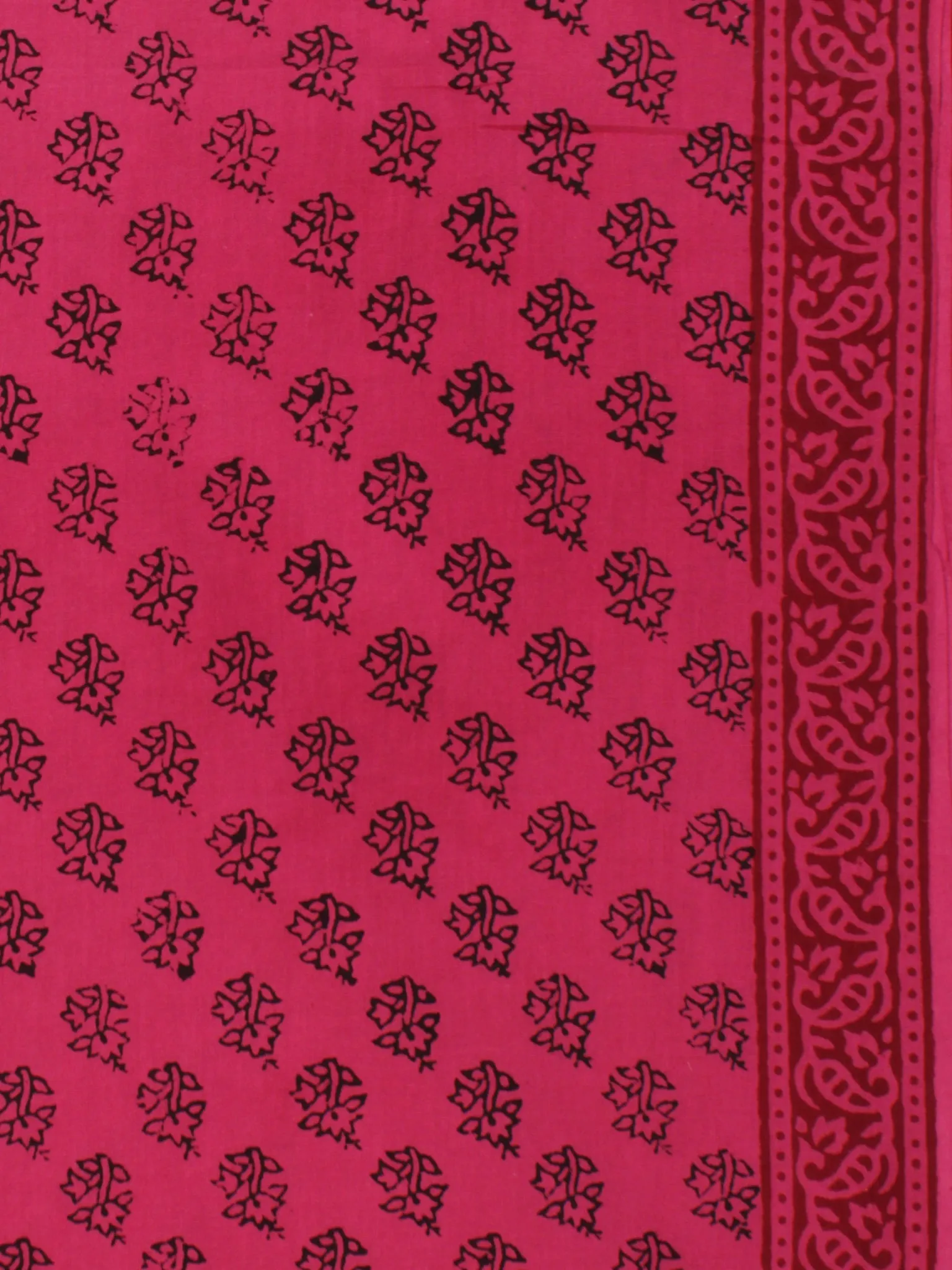 Magenta Pink Black Bagh Printed Cotton Fabric Per Meter - F005F2077