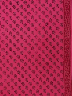 Magenta Pink Black Bagh Printed Cotton Fabric Per Meter - F005F2077