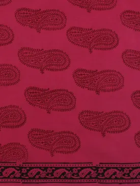 Magenta Pink Red Black Bagh Printed Cotton Fabric Per Meter - F005F2079