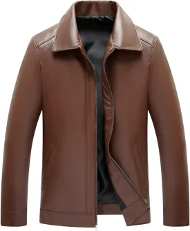 Maiyifu-GJ Men's Faux Leather Jacket Stylish Vintage Motorcycle Leather Jacket Casual Lightweight Zip-Up Biker Coat Outerwear