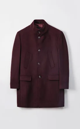 MEN'S LONG WOOL COAT BURGUNDY