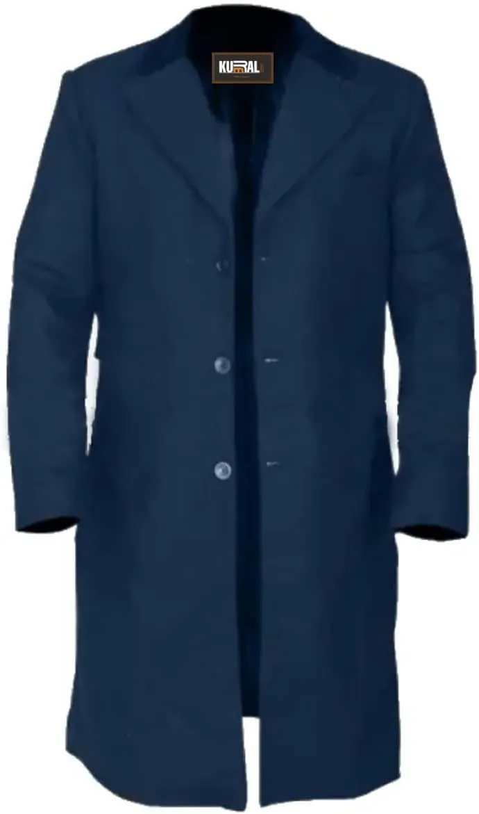Men's Vintage Long Cotton Trench Coat, Mens Long Cotton Overcoat, British-Inspired Trench Coat, Western Jacket