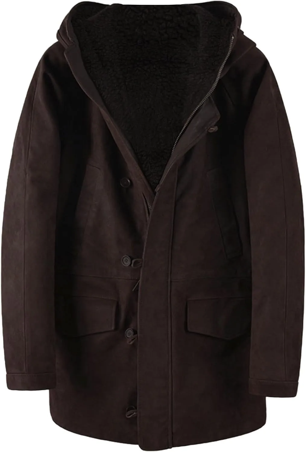 Men's Wool Coat Long Trench Coat Slim Zipper Cardigan Solid Color Hooded Casual Washed Jacket Windbreaker Long