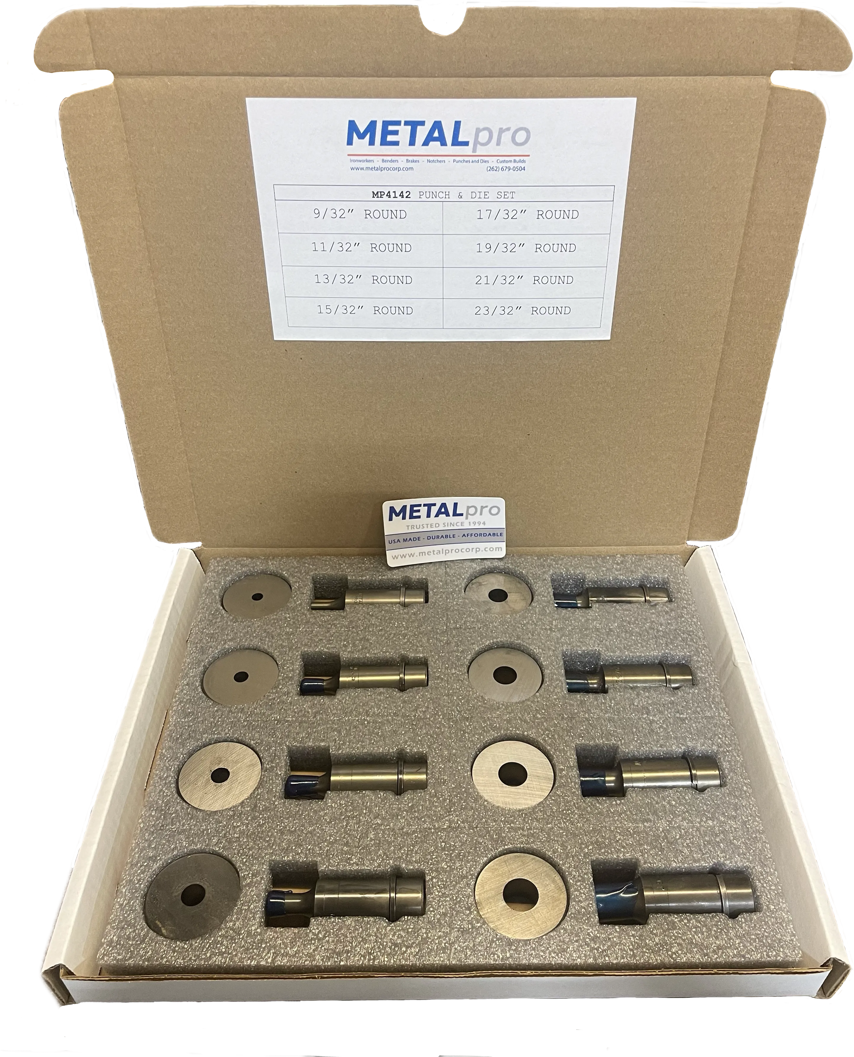 METALpro MP4142 – 8 Piece Punch and Die Set