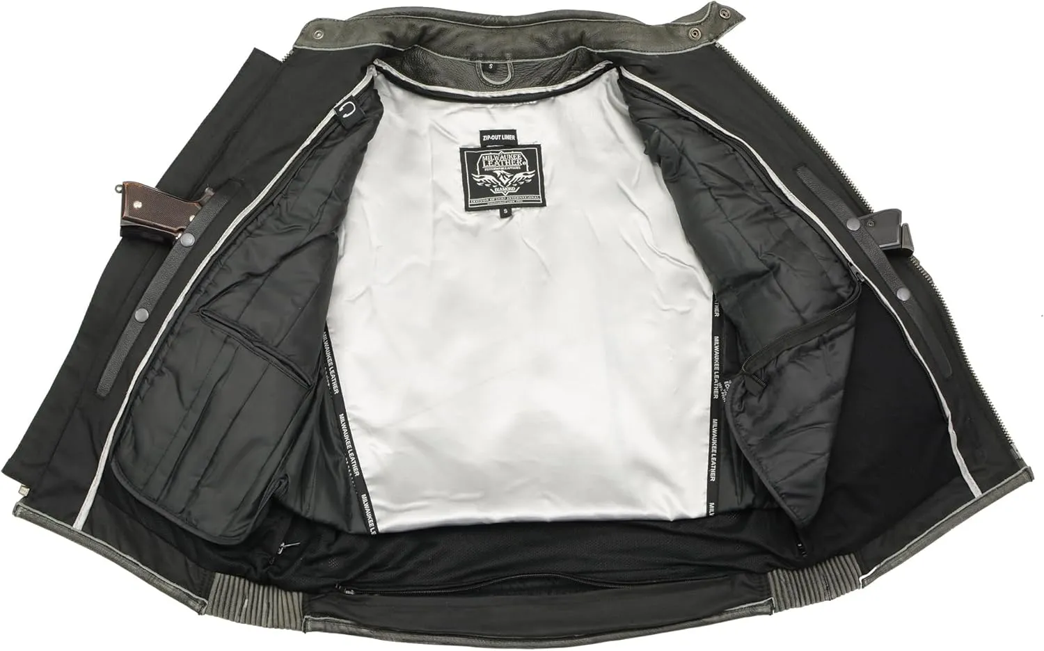 Milwaukee Leather Men's Vintage Distressed Slate Leather Motorcycle Jacket MLM1536