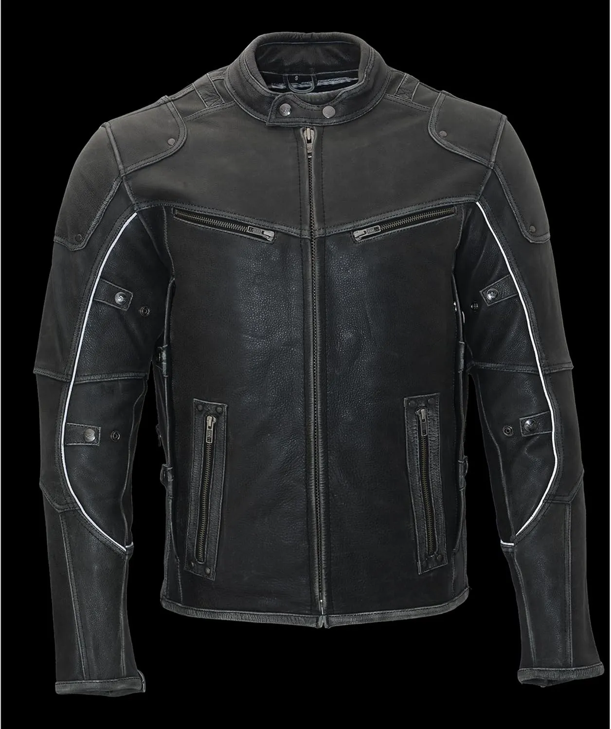 Milwaukee Leather Men's Vintage Distressed Slate Leather Motorcycle Jacket MLM1536