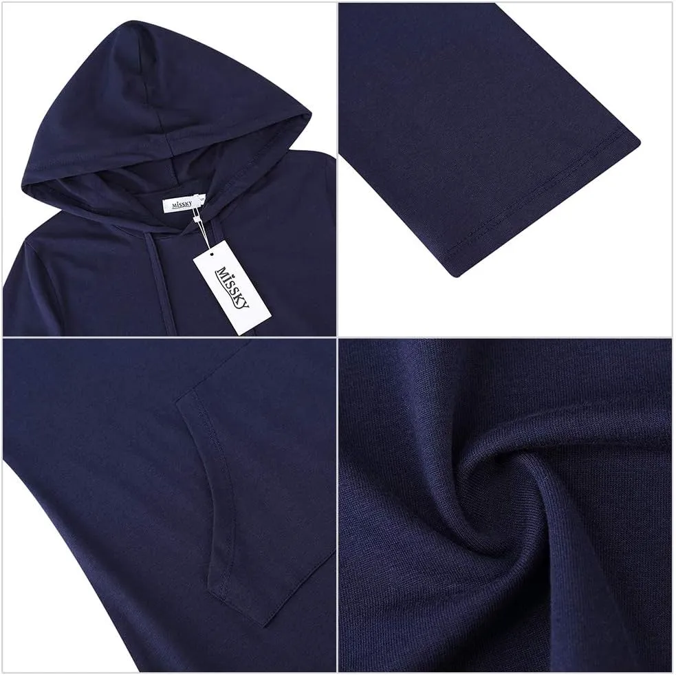 MISSKY Women's Casual Pocket Slim Pullover Maxi Hoodie Dress